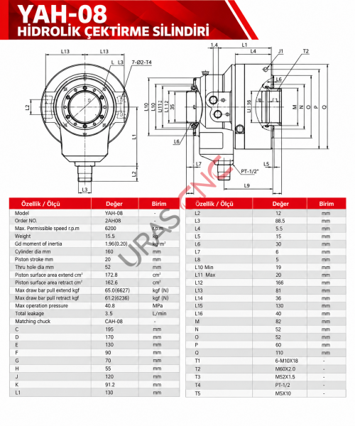 SEOAM YAH-08 HİDROLİK SİLİNDİR