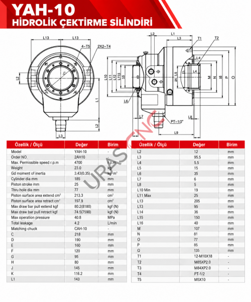 SEOAM YAH-10 HİDROLİK SİLİNDİR